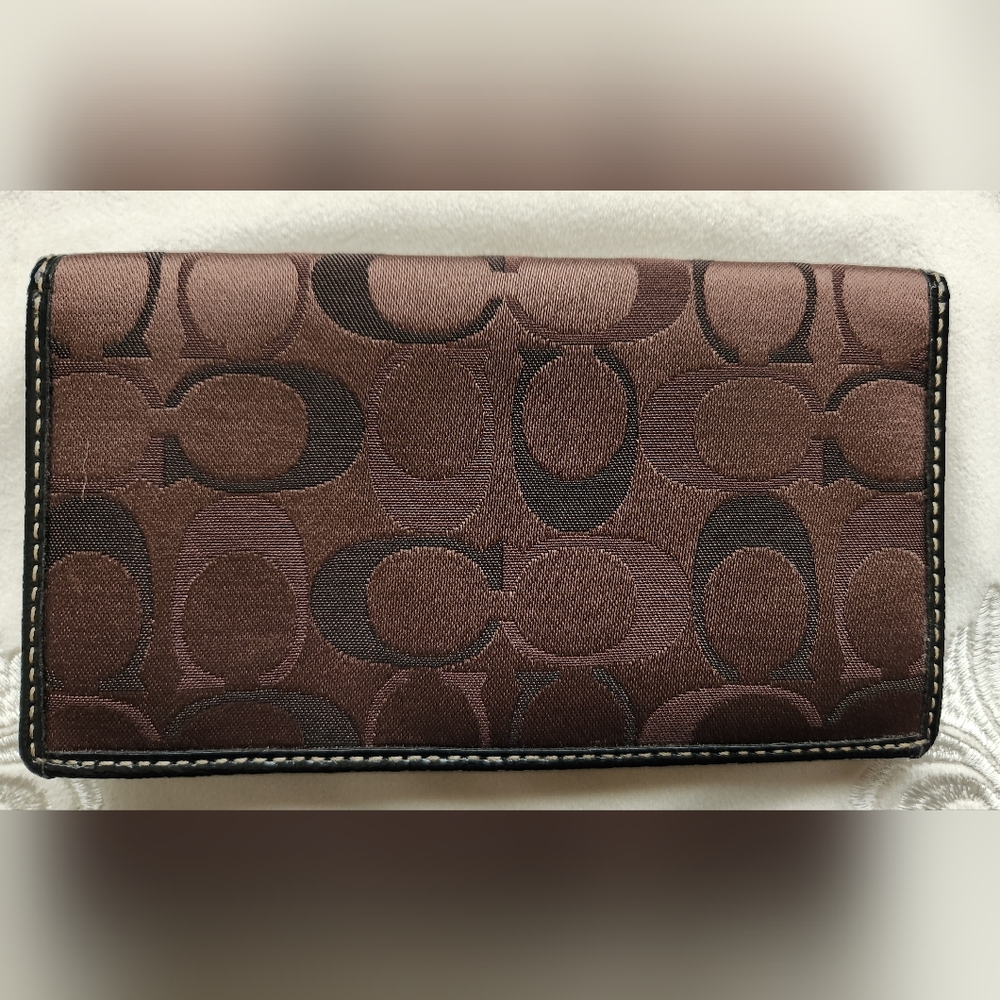 Coach Signature Monogram Bifold Checkbook/Card Holder - Womens